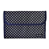 ようこそ赤ちゃんHappy母子手帳ケース（ジャバラタイプ）　水玉・紺　B2900100　日本製