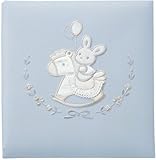 サンヨー 誕生アルバム Lサイズ/100年台紙・ビス式 オルゴール付 ブルー うさぎ