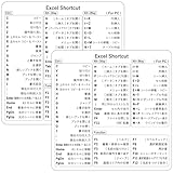 Excel ショートカットキー ステッカー 日本製 8cm×8cm 貼って覚える パームレスト対応 タイピング効率アップ 作業サポート表 (2枚)
