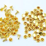 KUKU工房 両面カシメ レザークラフト材料 100組セット (頭8mmｘ足8mm, ゴールド)