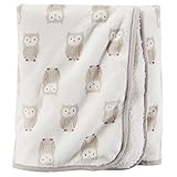 Carters Plush Blanket - Neutral Owl (Valboa with Microplush) by Triboro