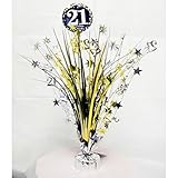 Amscan Sparkling Celebration 21st Birthday Centerpieceスプレー( One Size ) (ブラック/ゴールド)