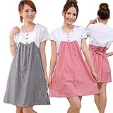 （ガオルイ）Gaorui マタニティ服　妊婦服　ショートスリーブ　シャツマタニティ　Plaid Dress 　格子縞ドレス　ツーピース　二色