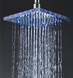 Yanksmart 10 – インチnoバッテリー3色LED温度Sensitive Rainfallバスルームスクエアシャワーヘッド、クローム仕上げys-1715