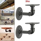 KINGSO 2個9 x 13 cm Industrialブラック鉄パイプシェルフブラケット壁マウントフローティングシェルフ吊り壁のハードウェアスチームパンク装飾カスタム配管パイプシェルフシェルフRe