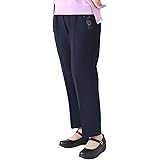 [アトレアン] シニアファッション 80代 レディース 高齢者 婦人服 小柄 大きいサイズ バラ刺繡 らくらく パンツ 股下55cm 【9535】