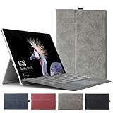 Surface Pro 7/ Pro 6/ Pro 5/Pro 4 ケース 耐衝撃 全面保護ケース【キーボード付も収納可能】スタイラスホルダー付き サーフェイスプロ 7 手帳タイプ レザーケースSurface Pro7/Pro6/Pro5/Pro4 ケース 軽量薄型保護ケース カバー 耐衝撃 PUレザー スタンド機能付 両面保護 おしゃれ 保護ケース (Surface Pro 4/5/6/7兼用, ブラック)