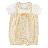 (チャックル) chuckle *スウィートガール*小花柄半袖前開きカバーオール イエロー 80cm P2592-80-41
