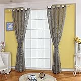 Snewvie カーテン　おしゃれ　田園風 部屋飾り 花柄 ロングカーテン　取り外し簡単 パンチ加工　100*250　一枚入り 選べる3色