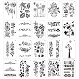 Copeflap ステンシルシート ステンシル 20枚組 描画 テンプレート ステンシルプレート 植物 花柄 (A4サイズ)