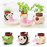 DIY ミニセラミック動物トゥーゲ自己水鉢植えホームオフィスのデスクトップの装飾が施され