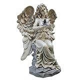 Design Toscano Angel on Rock with Bird Garden Statue 13-Inch by 8.5-Inch by 19-Inch [並行輸入品]