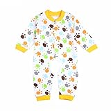 エルフ ベビー(Fairy Baby)新生児服 カバーオールロンパース 前開き 長袖 四季兼用 可愛い 出産祝い S 足跡柄