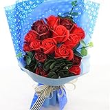 BIO ラブリーローズブーケ　フレグランスソープフラワー　特製ケース付　お祝い　記念日　お見舞い　バレンタインデー　ホワイトデー　母の日　　 (レッド)