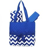 White & Blue Chevron Print Quilted Diaper Bag-blue by NGIL [並行輸入品]