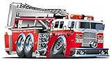 12 Firetruck RED Fire Truck #1 LADDER cartoon car Wall Sticker Decal Graphics Kids Game room Man Cav