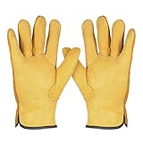 KKmoon 牛革 手袋 革製作業手袋 園芸 採掘 植栽 枝切り手袋 防護手袋 溶接 運転手グローブ セキュリティ 滑り止め 男女両用 XLサイズ