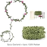 Liebeye 造花　葉のみ　藤　40m クリエイティブ シミュレーション 工場花 ワイヤー 縄 グリーン ヘッドリング 飾り物　パーティー　風船用 可愛い おしゃれ