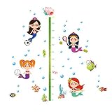Winhappyhome Fishes子高さ測定チャート壁アートステッカー用キッズ部屋保育園取り外し背景装飾デカール