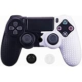 ZOMTOP For PS4 / SLIM/PROコントローラー用にカスタマイズされたシリコンラバーカバースキンケース滑り止めスタッズドット(黒と白)