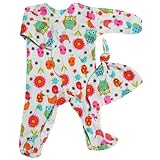 【未熟児】【低出生体重児】【早産児】【NICU】用 ベビー服： 長袖カバーオール 帽子付き クレイジーバード (2300-3000g)