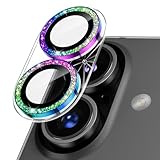 Podick カメラフィルム iPhone 17 用 カメラカバー キラキラ 9H強化ガラス アルミ合金 アイフォン17用 カメラ保護 ピカピカ キズ防止 耐衝撃 高透過率 黒縁取り 露出オーバー防止 極薄 いphone17レンズカバー プロテクター カラフル
