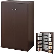 CDラック 約454枚収納 日本製 ダークブラウン 幅59 奥行37 高さ93 Amazon｜鍵付き収納名人(DVD・ビデオ・コミック本・CDなど) 幅