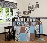 Boutique Blue Brown Scribble 13PCS CRIB BEDDING SET by GEENNY [並行輸入品]