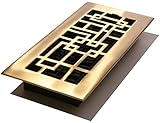 Decor Grates AB410-SB 4-Inch by 10-Inch Abstract Floor Register, Solid Brass, Satin Brass Finish [並行