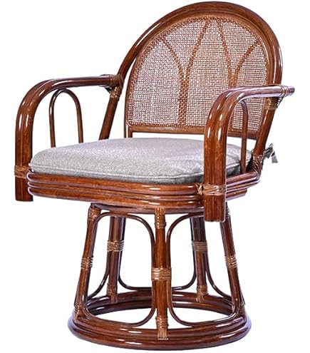 Amazon｜籐ラタン回転椅子ミドルタイプ座面高33cm/im14-saka (ブラウン