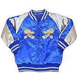 スカジャン ドラゴン 龍 刺繍 子供用 キッズ ジュニア 中綿 ジャンバー ブルゾン fo-337400 140cm 青×シルバー