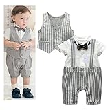 Cuteshower ベビー カバーオール ベビー服 ベスト付き ロンパーススーツ フォーマル 男の子 半袖 70