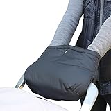 Bwiv ベビーカー用ミトン ハンドマフ フリース 手袋 厚手 グローブ 防水 防寒 お出かけ 一体型 保温 装着簡単 ブラック