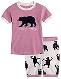 [Vaenait Baby]キッズ綿100％ガールズルームウェア半袖パジャマ寝間着上下セットFunny Bear Pink XS