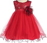 Little Baby Girl Dress Stunningスパンコールチュール乳児幼児フラワーガールドレス カラー: レッド