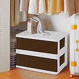 ワイド チェスト 収納ケース 1段 2個組 ホワイト／ブラウン 日本製 MJ-W1-2YE