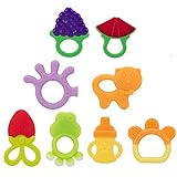 Madholly 8 pieces Baby Teething Toy Set Silicone Baby Teether Freezer Safe Soothing Teether Set for 