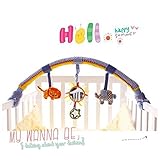 Hosim 音楽赤ちゃん乳母車ベビーベッドアクティビティアーチ状のおもちゃのベビーカー/ベビーベッド旅行活動アーチ-ベビーカーレインボーボウぬいぐるみサンシャインおもちゃガラガラと bb 機器取り外し