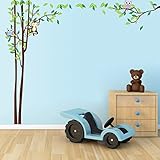 Ryuan Owl and Monkey on Tree Branch Wall Decal Sticker Large size Home Decor Nursery Wall Decorative