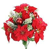 Admired By Nature gpb781-rd / CM 12 Stems Fauxベルベットポインセチアクリスマスブッシュ レッド GPB7801-RED