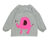 コットン防水性ベビービブオーバークリームキッズペインティングスモックグリーン、1-2歳