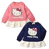(ピンク/80cm)ベビー服 女の子 トレーナー 長袖 Hello Kitty ハローキティ 裏起毛 ボアフリル キャラワッペン 女児 ベビー