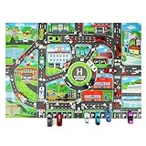 プレイマット 交通道路地図 赤ちゃん 遊びマット クロールマット供ゲームパッド 遊びマット 道路交通 数字柄 プレイマット カーペット キッズロードマップ, おもちゃの車用の面白いロードラグ, 駐車場マップ 道路交通 遊び 英語版 幼児 男の子 寝室