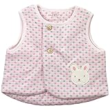 《秋冬春対応》(日本製) Pample Mousse(パンプルムース) 接結両面ドット柄裏キルトベスト F(50cm~70cm)/PK NO.DP-73561