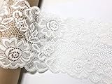 and.A レース 白 ラッセルレース ストレッチレース 刺繍レース ３ｍ リボン ハンドメイド リメイク 布 生地 ハギレ DIY 花 ホワイト (A)
