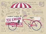 アメリカ ブルックリン発 TWO ARMS (トゥーアームズ) おしゃれ インテリア アートプリントポスター シルクスクリーン Lサイズ Ice Cream Bike ｱｲｽｸﾘｰﾑﾊﾞｲｸ