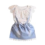 赤ちゃん女の子プリンセスレースドレスデニムサスペンダードレス カラー: ブルー