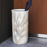 信楽焼 白くし目彫り傘立て しがらき焼 笠立て 陶器 おしゃれ kt-0157 (白)