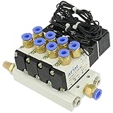 uxcell　DC 12V 2ポジション　4重　電磁弁マフラー　クイック連結器ベースセット