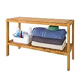SoBuy 100% Bamboo Bathroom Shelf, Shower Shelf, Shoe Rack, Storage, Size: 80cm 26cm 55cm, FSR14-L-N